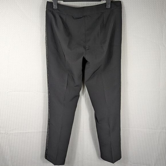 Pantanara by Naracamicie Pants 46 Womens Black Sequin Trim Dress Slacks Italy - Picture 2 of 3